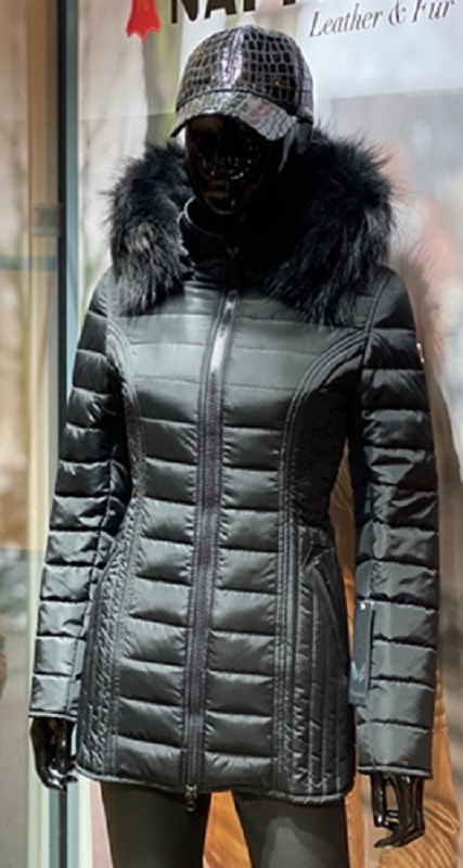 knal Geplooid Opheldering Winterjas dames halflange zwart 009 New long - Nappato Leather