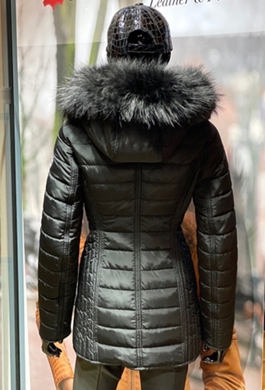 lineair Maak een bed Skiën Winterjas dames halflange zwart 009 New long - Nappato Leather