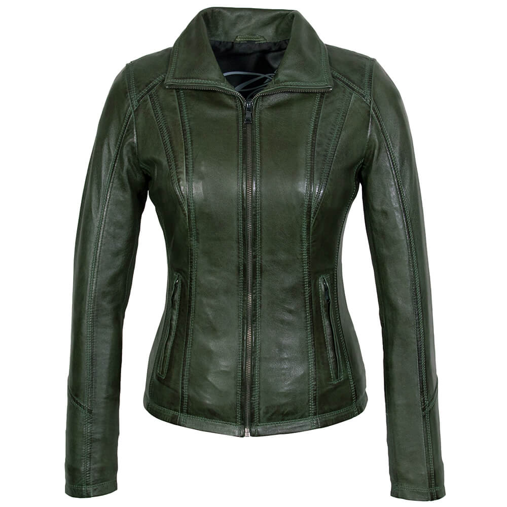 magnetron Mooie vrouw ik zal sterk zijn 9938A groen leren jas dames - Nappato Leather Nijmegen