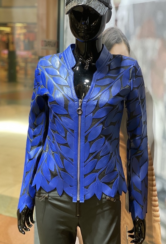 Vrouw mode Verbieden Leren dames jasje Bladeren v blauw - Nappato Leather