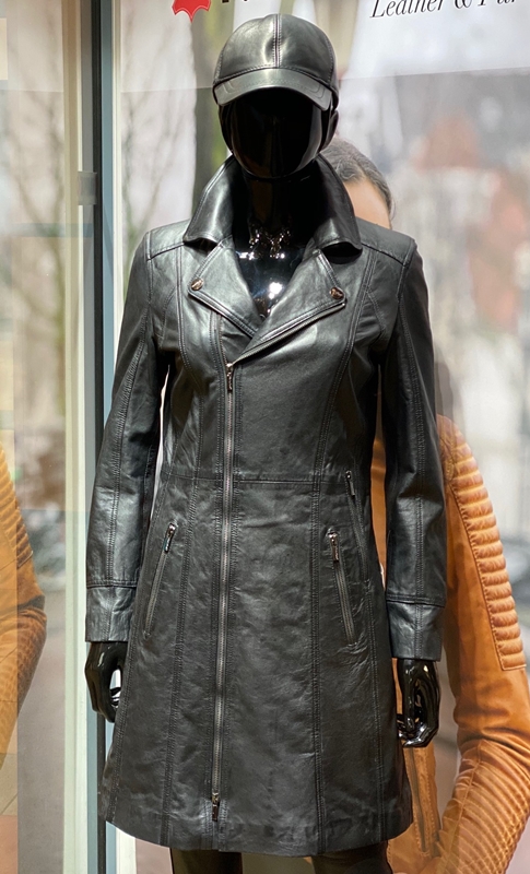 Gevangenisstraf Tactiel gevoel Verenigde Staten van Amerika Lady coat zwart leren lange jas dames - Nappato Leather