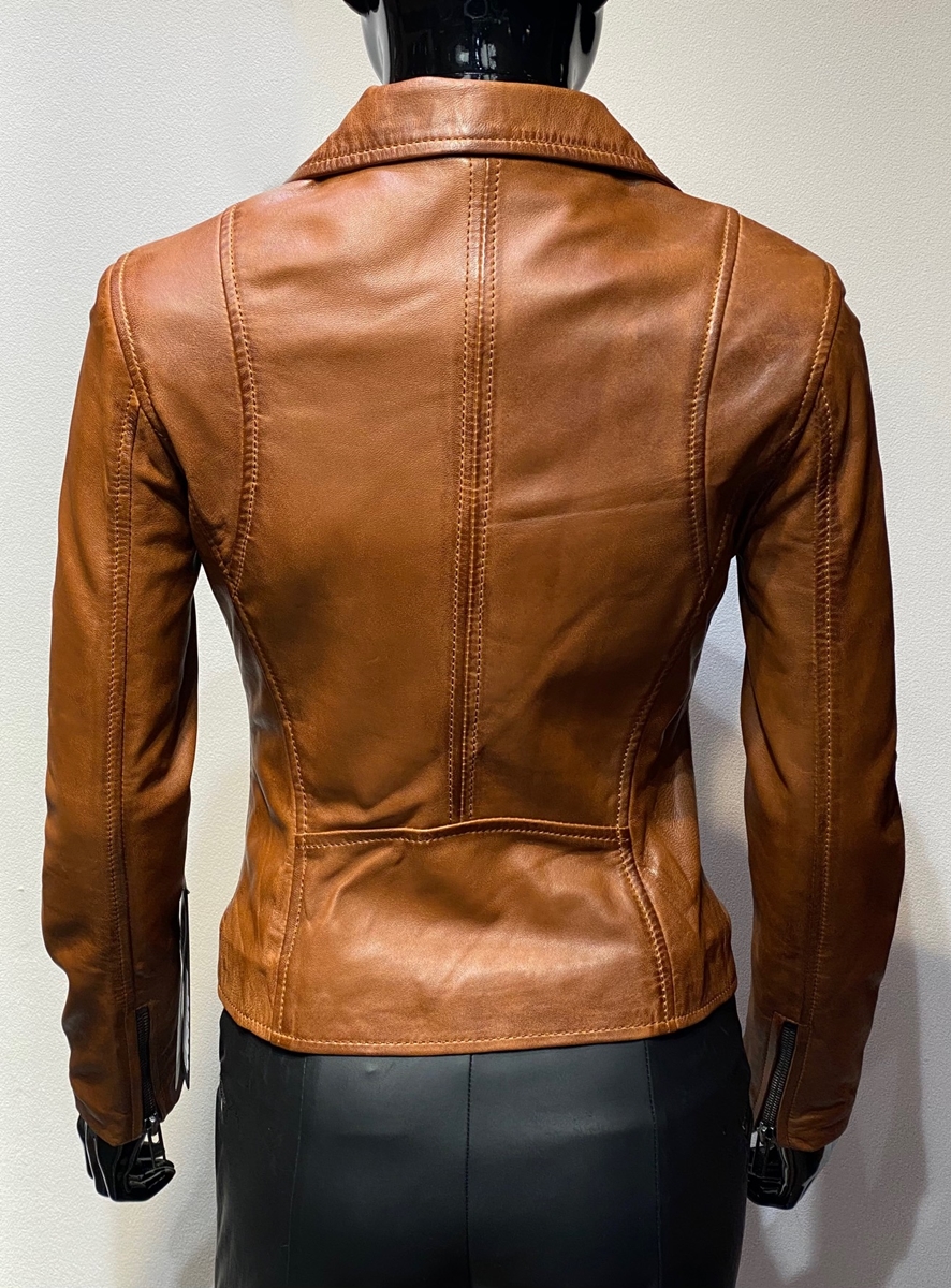 Masaccio Gloed Mededogen Perfecto in bruine leren jas dames - Nappato Leather
