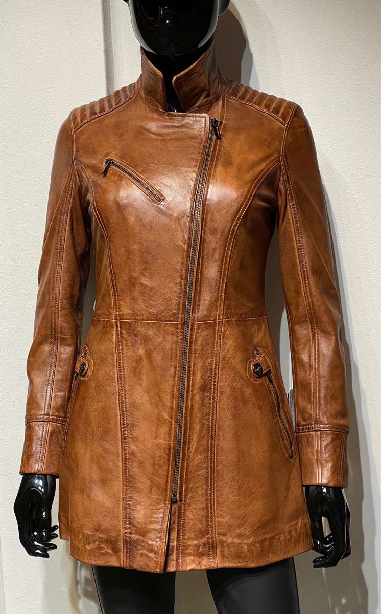 Dwaal ouder Agrarisch Leren jas dames halflange bruin Sofia - Nappato Leather