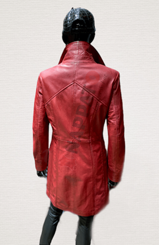 Negen wetenschappelijk mode Lady coat rood leren lange jas dames - Nappato Leather