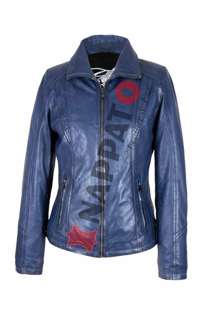 Beste Leren jas dames - 9938-A Blue lamsleer - Nappato Leather GK-83
